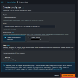 Figures 12: Creating an Access Analyzer