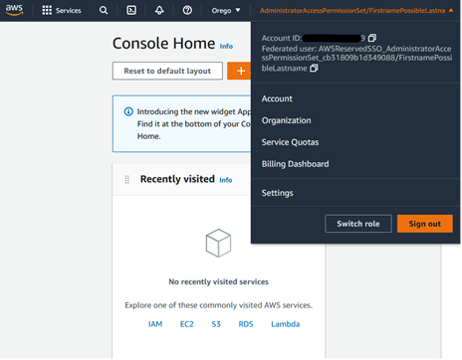 Figures 27: Sign into Member Account as AdministratorAccess User