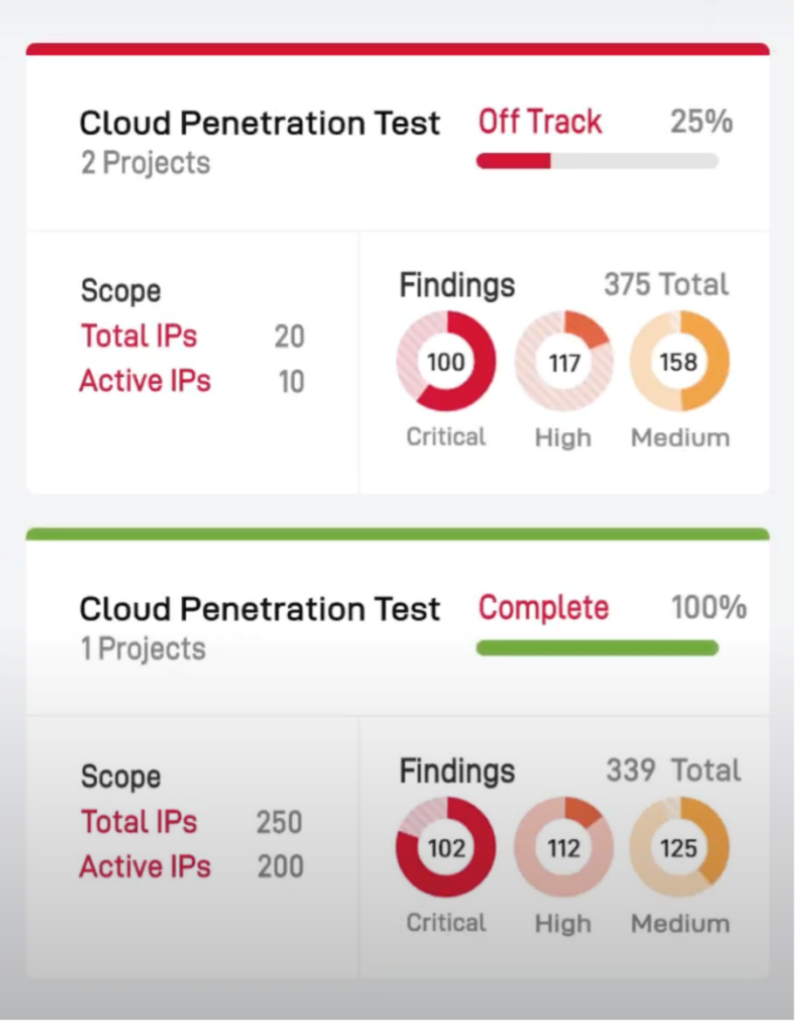 Chart indicating findings of IP addresses in a cloud penetration testing. 