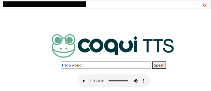 A screenshot of Coqui TTS, an AI training program for creating synthetic audio.