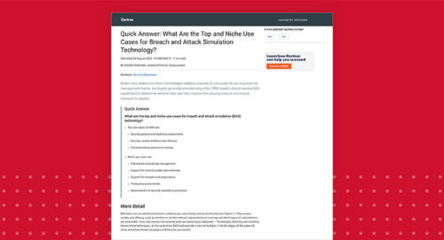 Gartner® Quick Answer: What Are the Top and Niche Use Cases for Breach and Attack Simulation Technology?