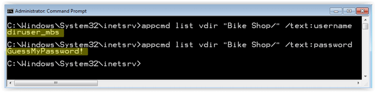 Appcmd Dump Virtual Directory Passwords Only