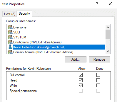 Adidns Record Permission