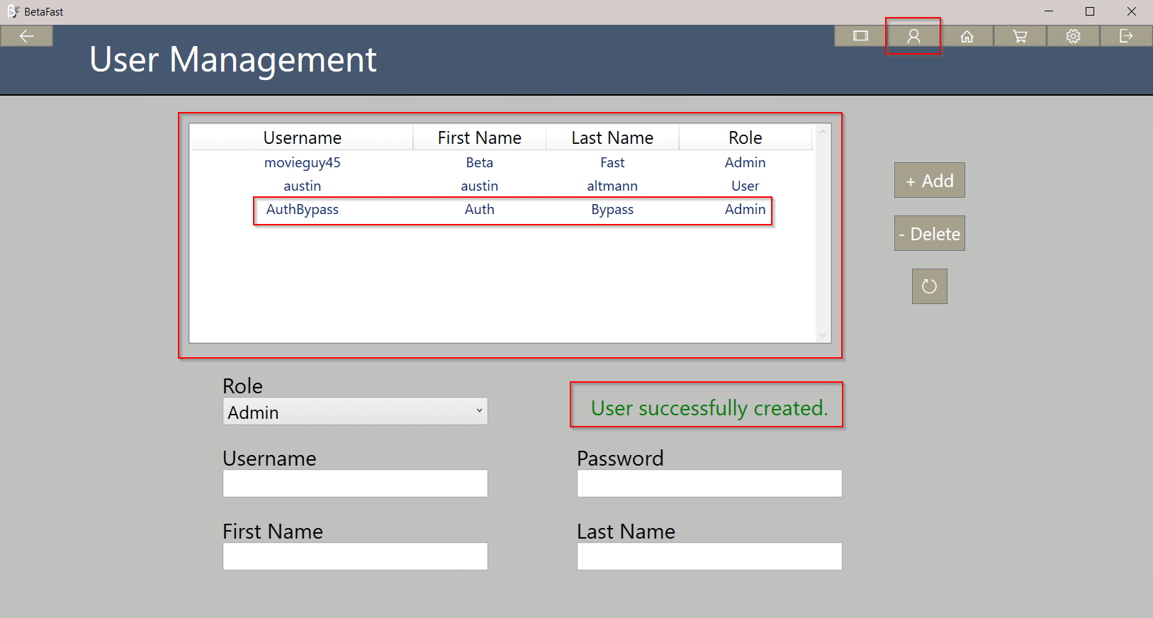 Betafast User Management