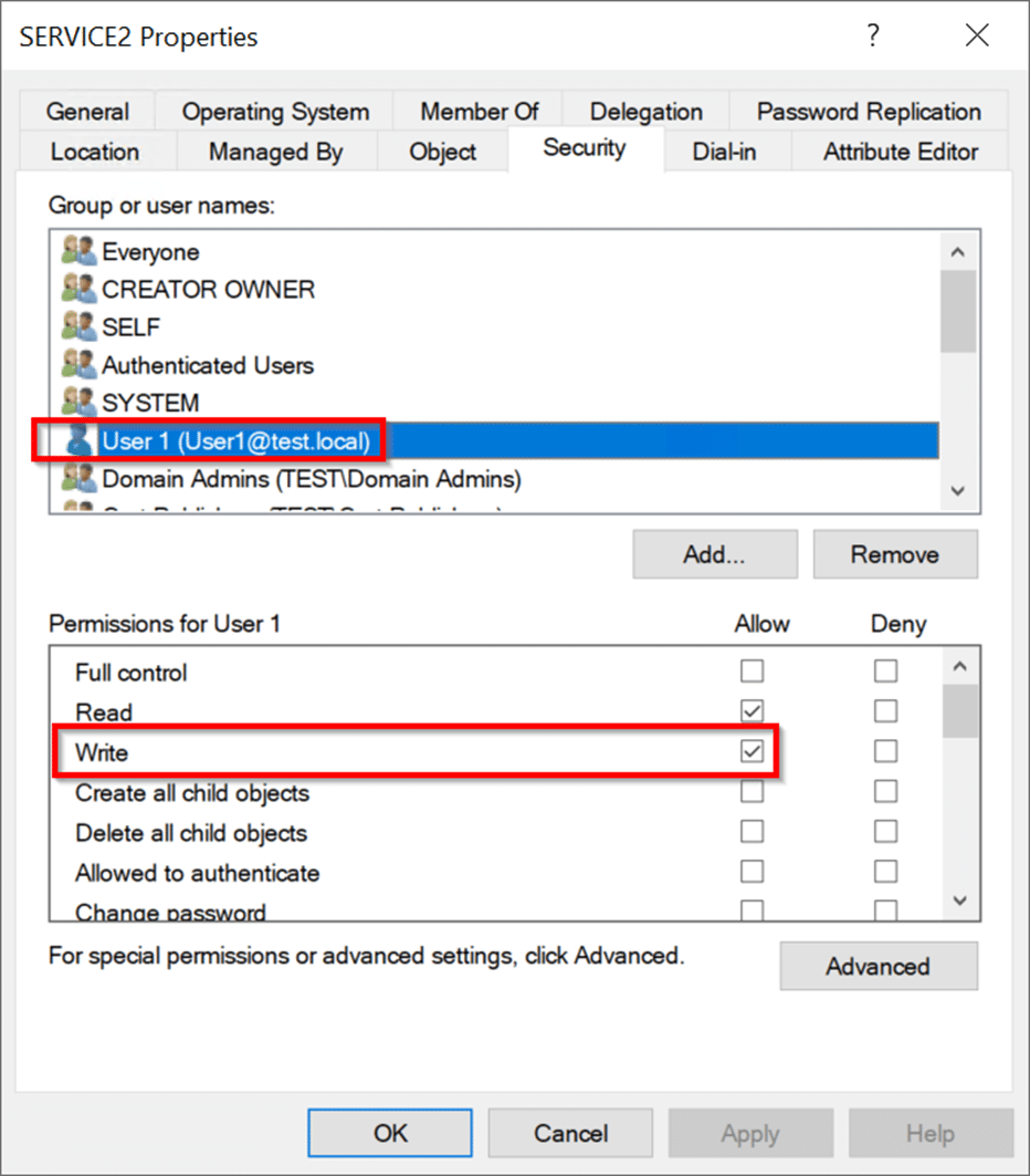 User Write Permission Service