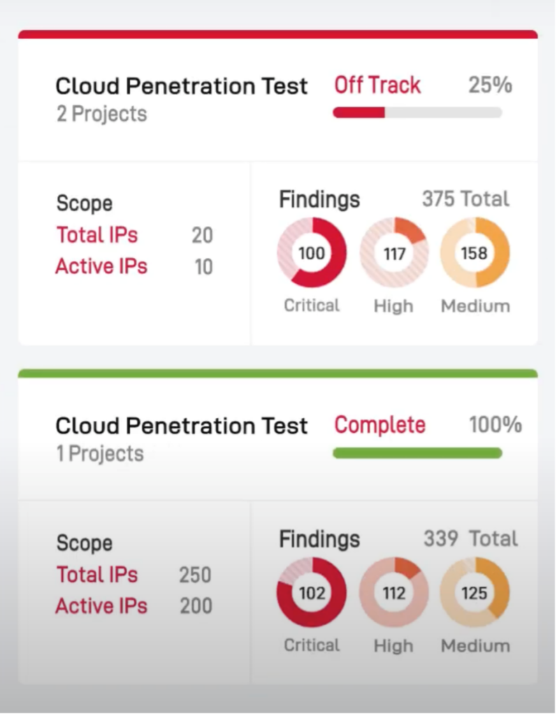 Chart indicating findings of IP addresses in a cloud penetration testing.