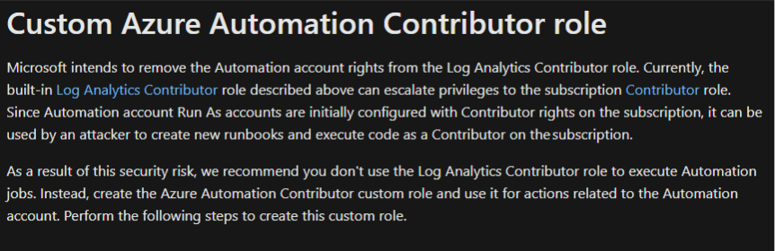 Custom Azure Automation Contributor Role